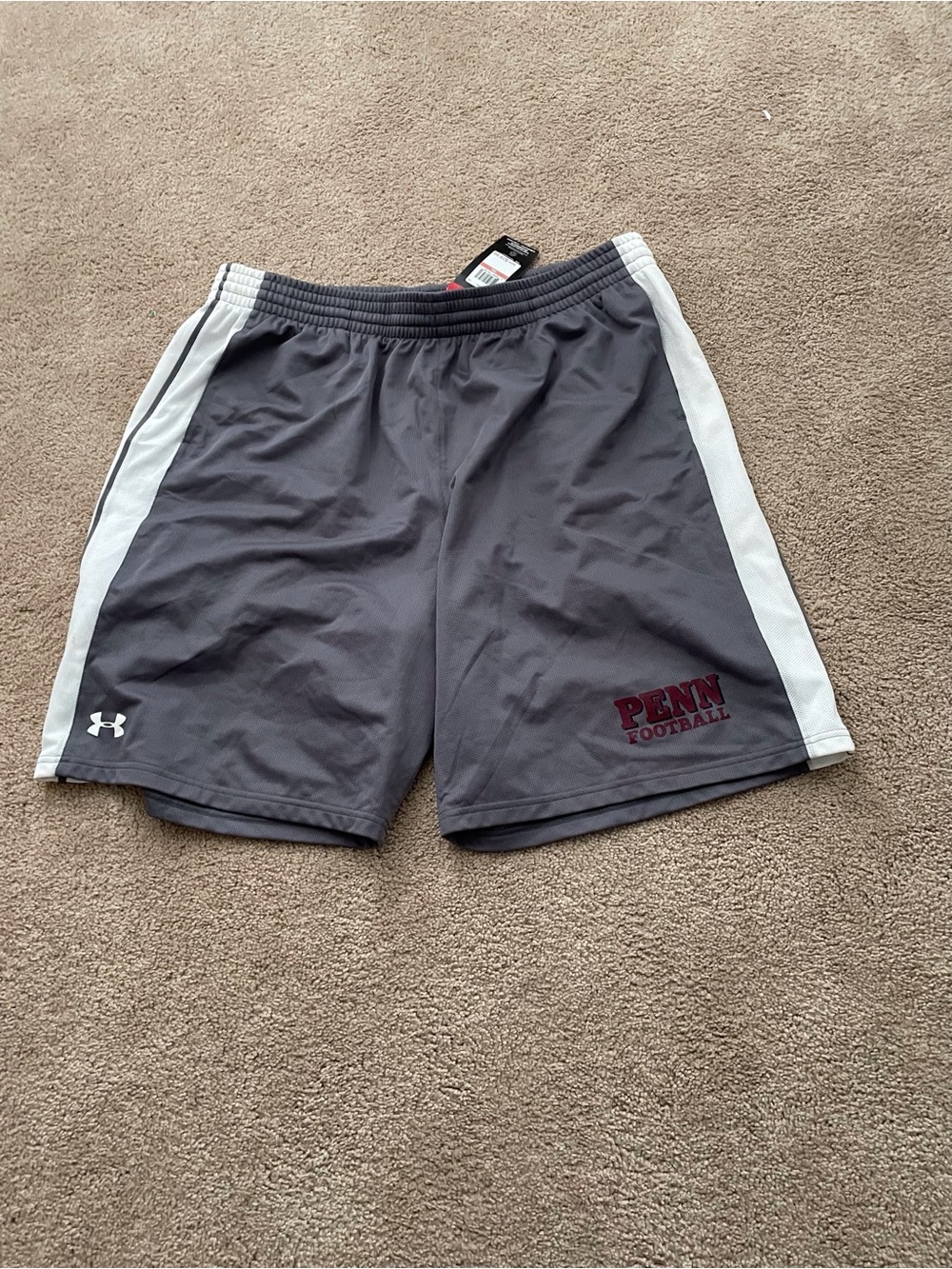 Under Armour Men’s Gray Athletic Shorts with White Side Panels